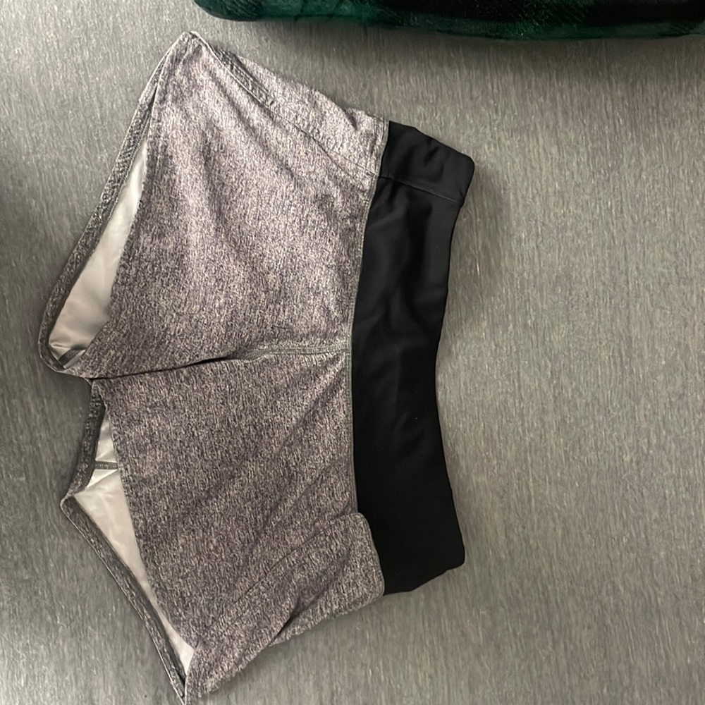 Brand- Lululemon Speed Up Shorts       Size- 4         Color- Gray/Black Band